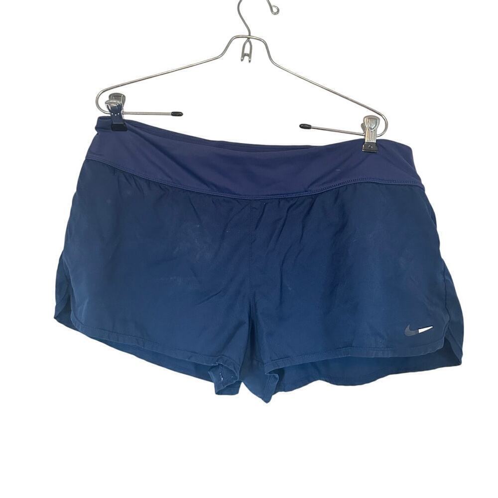 Nike XL Midnight Navy Blue Elastic Waist Brief Lined Running Gym Sport Shorts